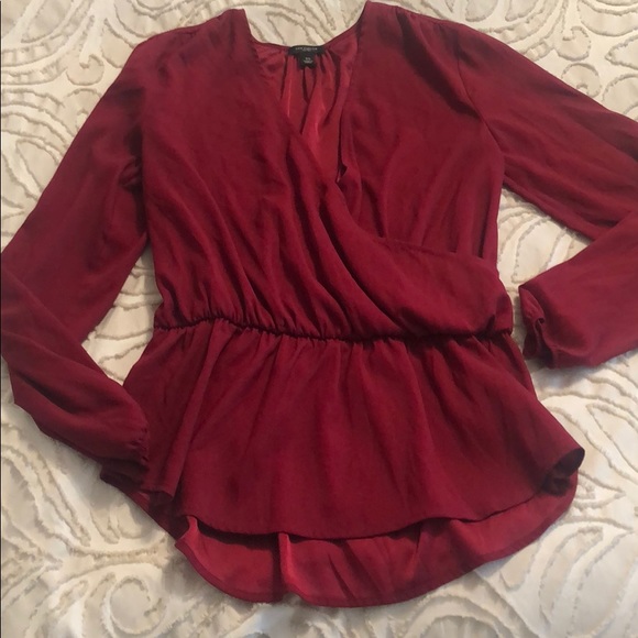 Ann Taylor XS Burgundy Chiffon Top - Picture 3 of 7